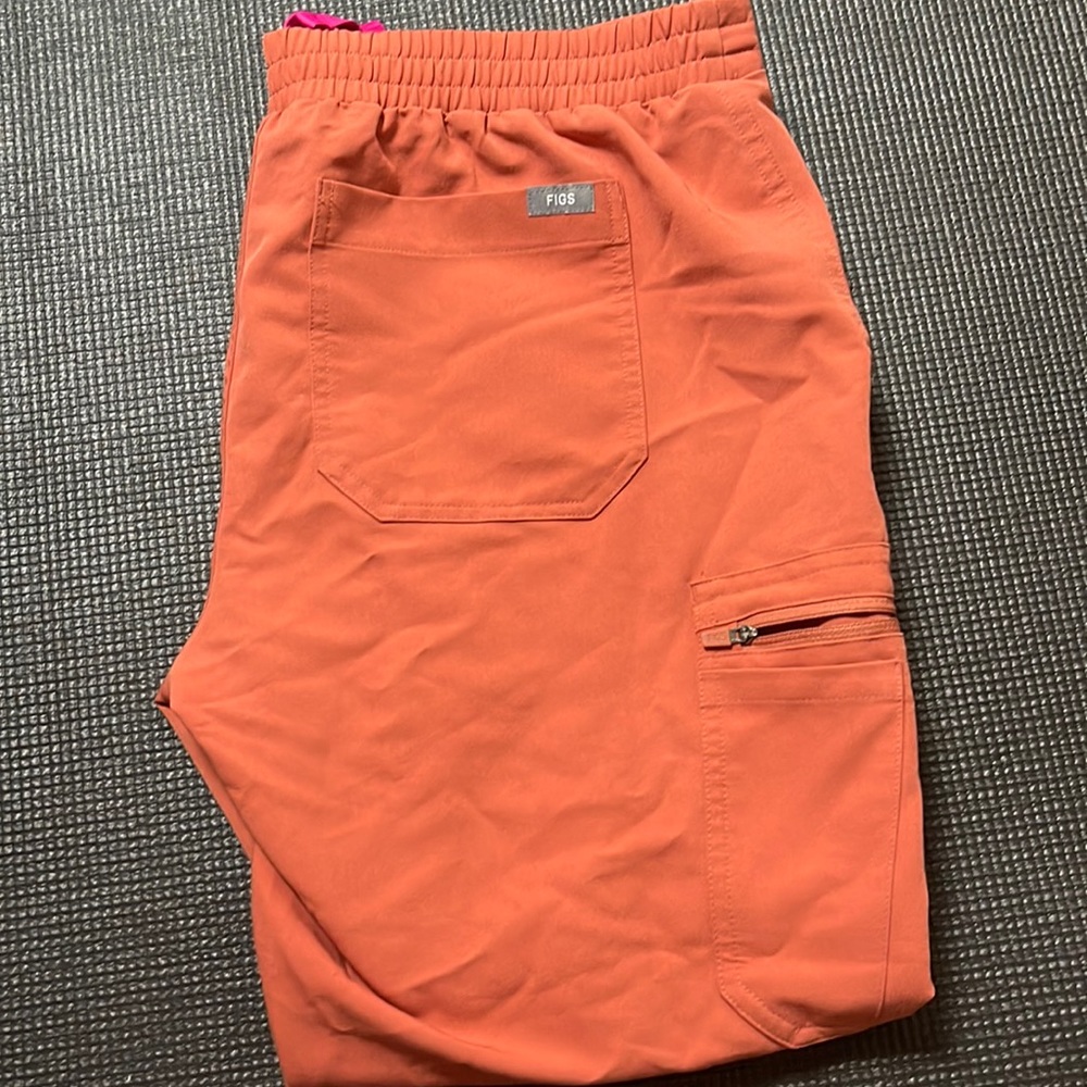 FIGS Terracotta yola skinny scrub pants.